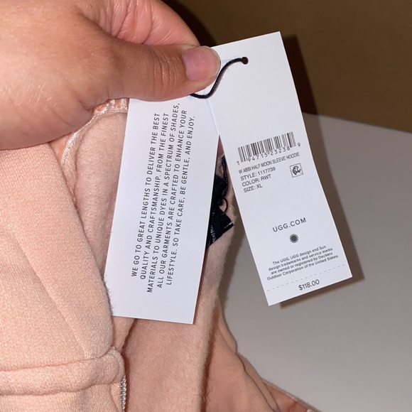 UGG ABBI HALF MOON SLEEVE ROSEWATER HOODIE NWT - Picture 12 of 14